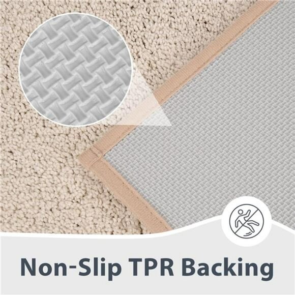 Beige gray bathroom rug non slip absorbent soft washable quick dry bath mat 24x3 - Picture 5 of 8